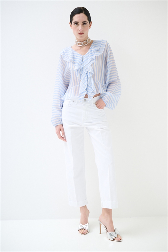 CAMICIA CON VOLANT A RIGHE