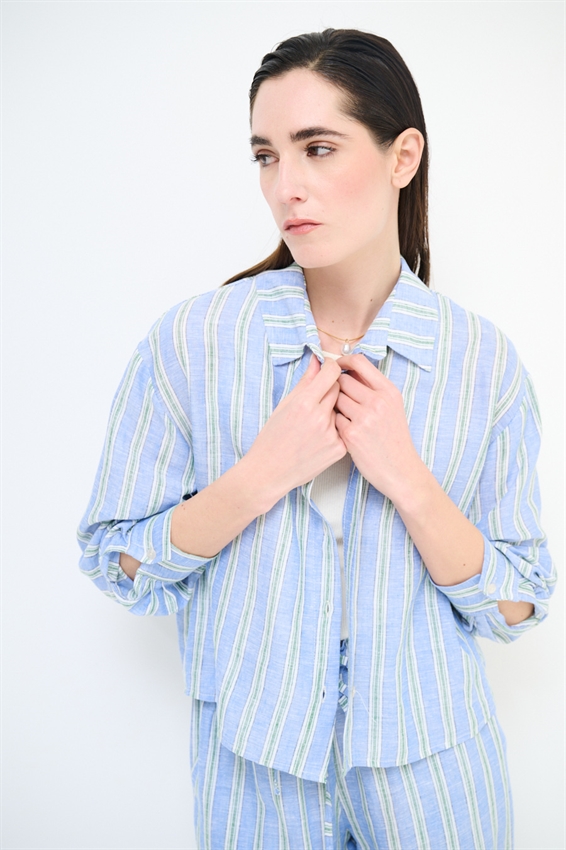 CAMICIA A RIGHE CELESTE