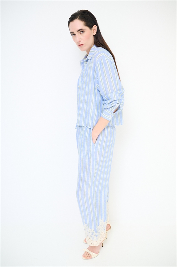 CAMICIA A RIGHE CELESTE