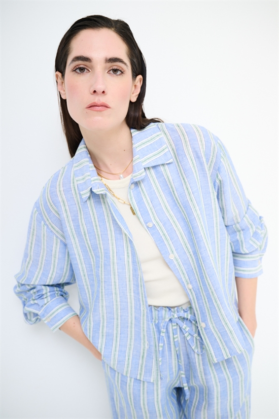 CAMICIA A RIGHE CELESTE