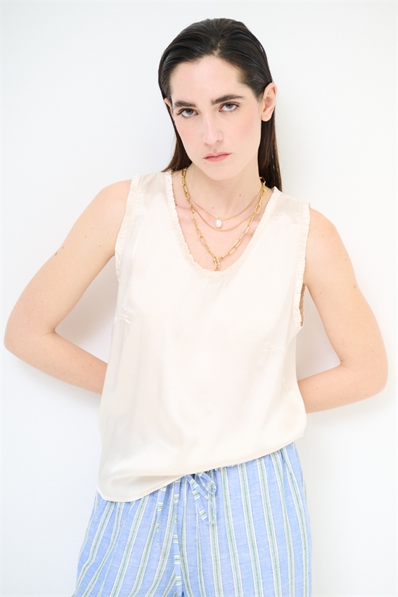 CANOTTA IN RASO VISCOSA CON ROUCHES