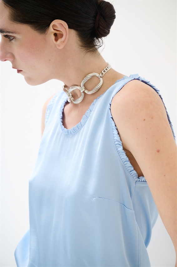 CANOTTA IN RASO VISCOSA CON ROUCHES