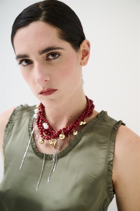 CANOTTA IN RASO VISCOSA CON ROUCHES