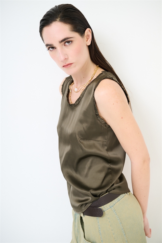 CANOTTA IN RASO VISCOSA CON ROUCHES