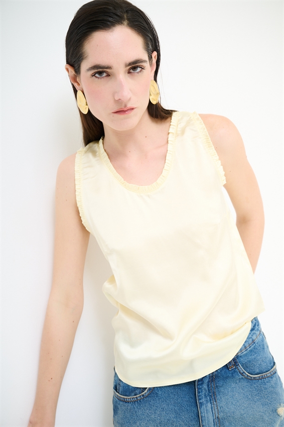 CANOTTA IN RASO VISCOSA CON ROUCHES