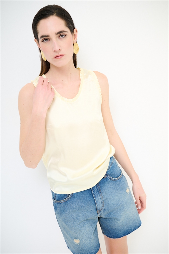 CANOTTA IN RASO VISCOSA CON ROUCHES