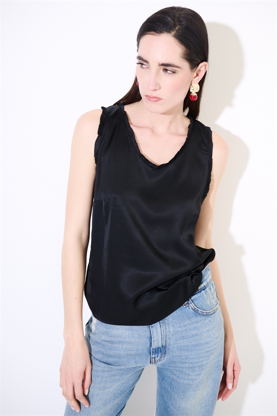 CANOTTA IN RASO VISCOSA CON ROUCHES