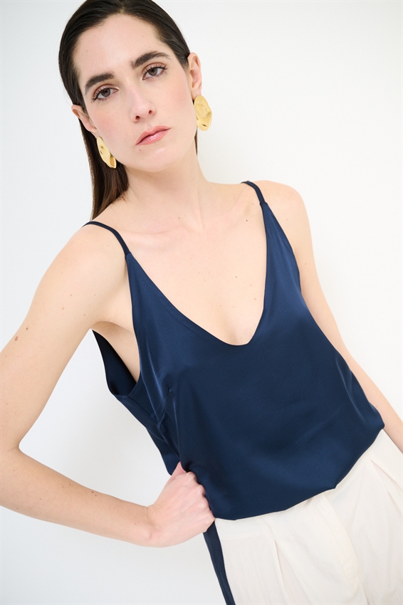 CANOTTA BASIC CON SPALLINI REGOLABILI IN VISCOSA BLU