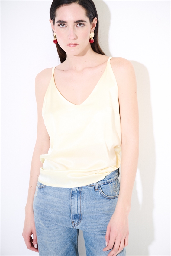 CANOTTA BASIC CON SPALLINI REGOLABILI IN VISCOSA GIALLO