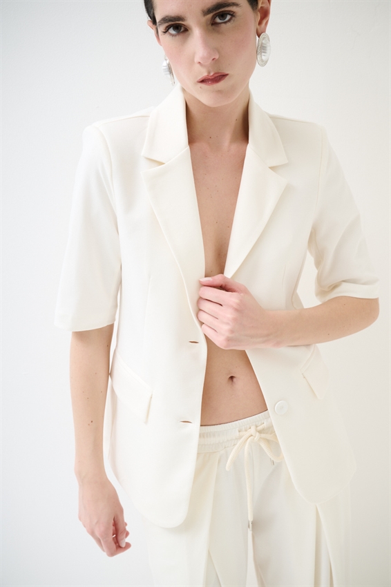 GIACCA MANICA CORTA CON PATTINE PANNA