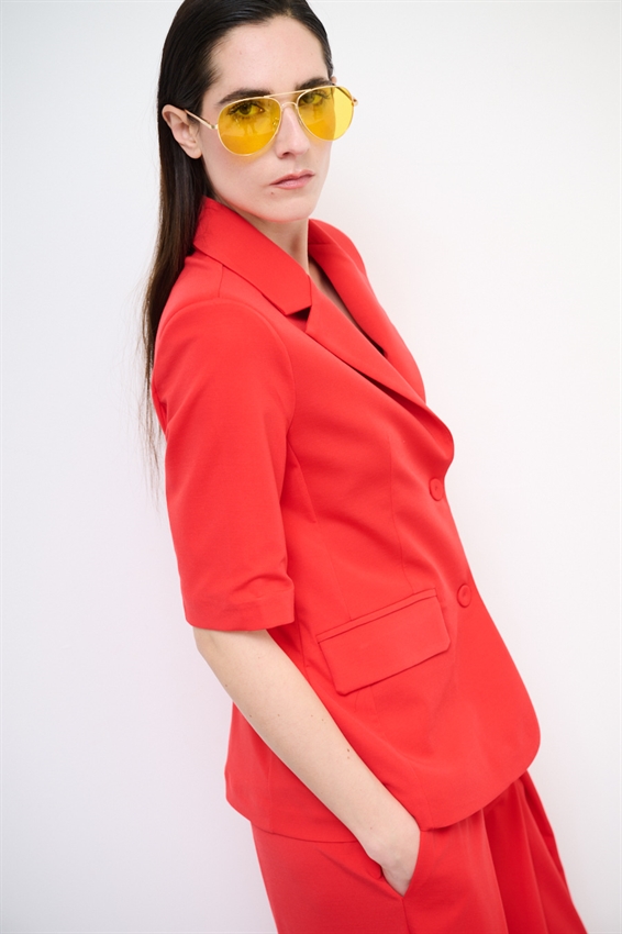 GIACCA MANICA CORTA CON PATTINE ROSSO