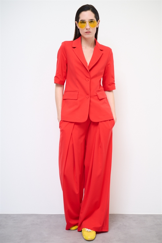 GIACCA MANICA CORTA CON PATTINE ROSSO