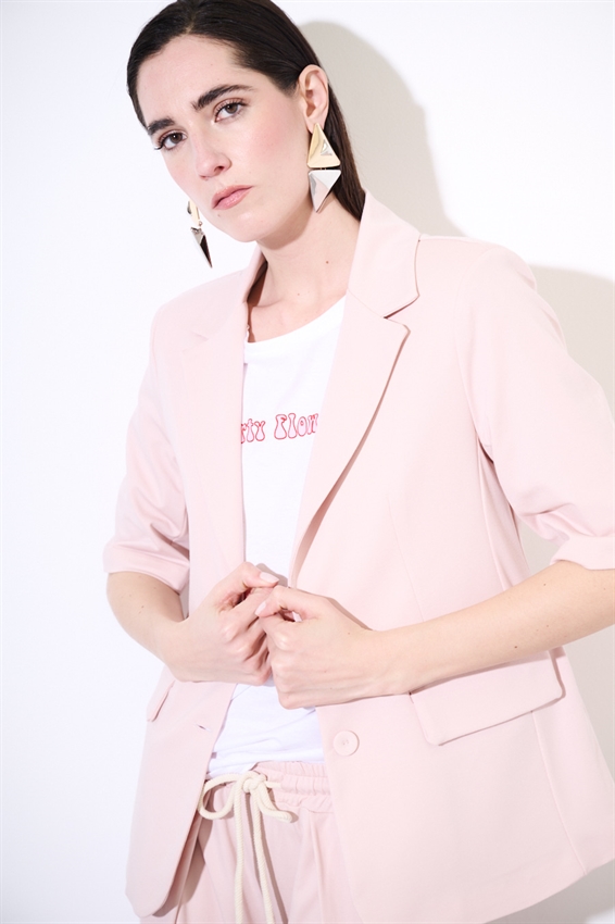 GIACCA MANICA CORTA CON PATTINE ROSA