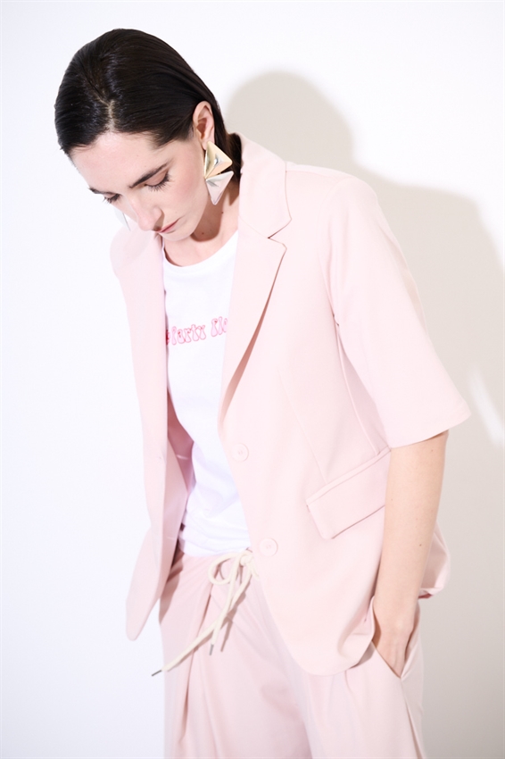 GIACCA MANICA CORTA CON PATTINE ROSA