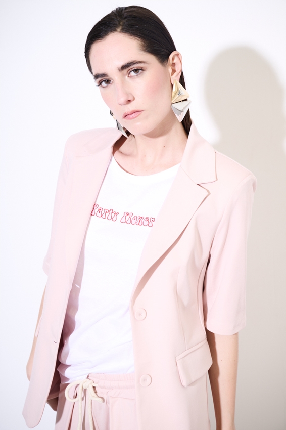 GIACCA MANICA CORTA CON PATTINE ROSA