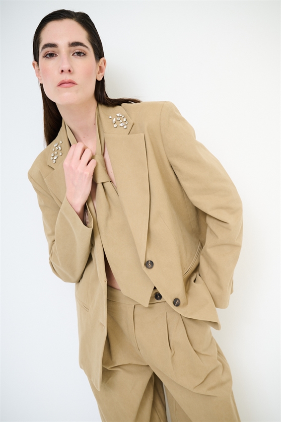 GIACCA IN COTONE CON PIETRE SU COLLETTO