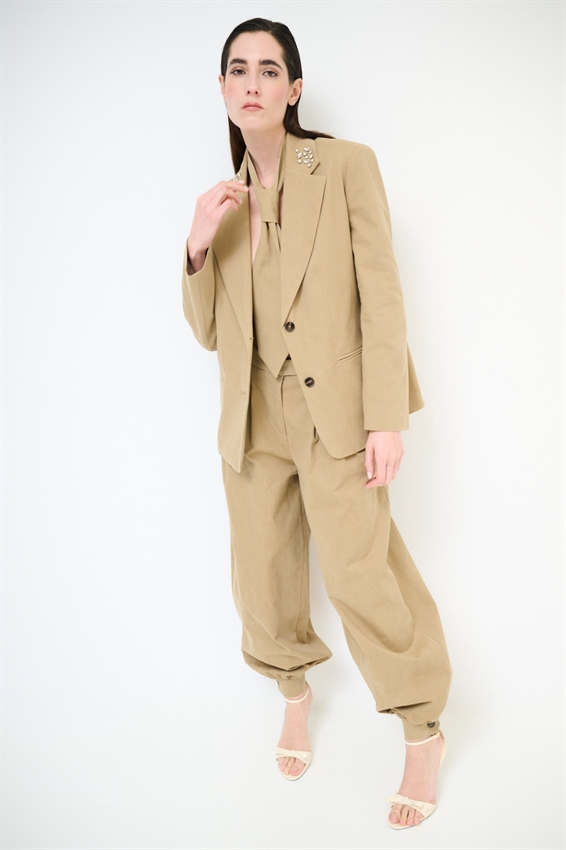 GIACCA IN COTONE CON PIETRE SU COLLETTO CAMMELLO