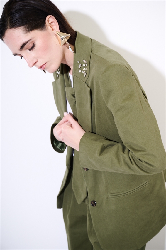 GIACCA IN COTONE CON PIETRE SU COLLETTO MILITARE