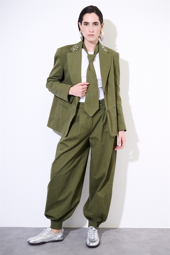 GIACCA IN COTONE CON PIETRE SU COLLETTO MILITARE