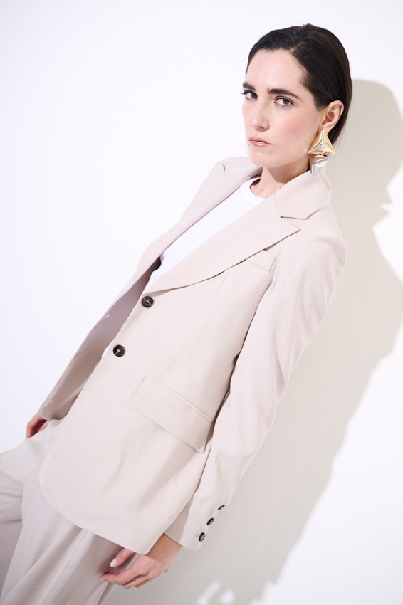 GIACCA AVVITATA A 2 BOTTONI CON PATTINE BEIGE