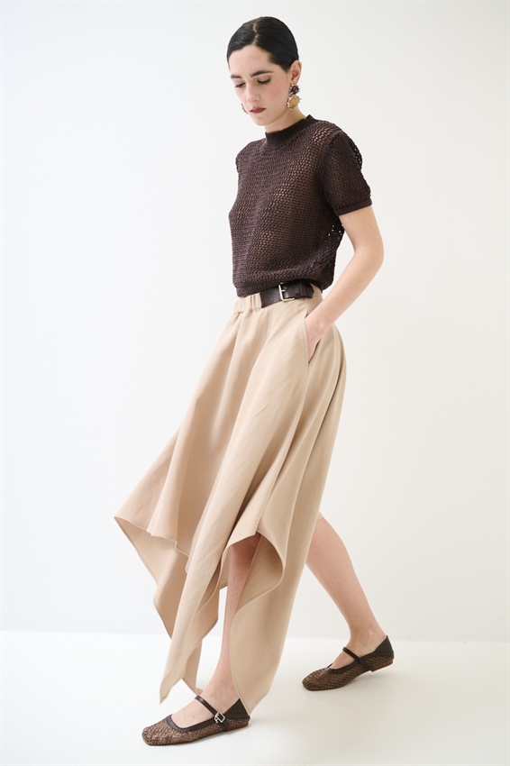 GONNA MIDI CON PUNTE E FIBBIE