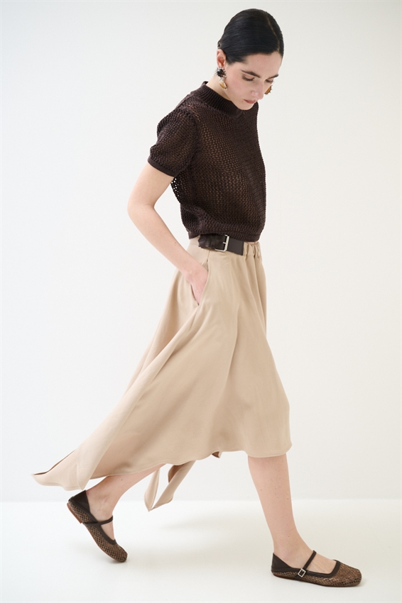 GONNA MIDI CON PUNTE E FIBBIE