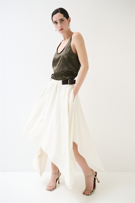 GONNA MIDI CON PUNTE E FIBBIE