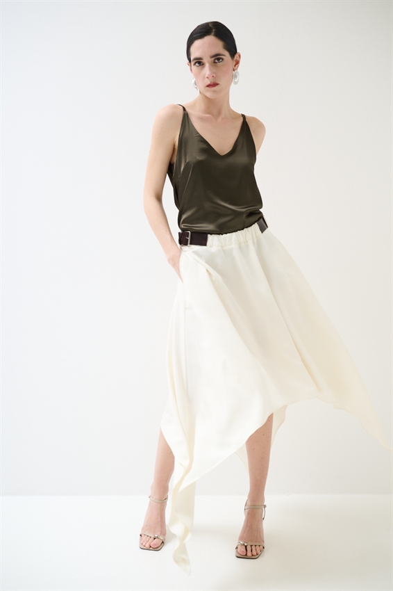 GONNA MIDI CON PUNTE E FIBBIE