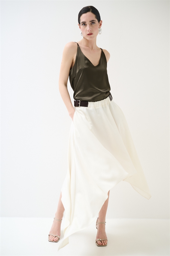 GONNA MIDI CON PUNTE E FIBBIE BURRO