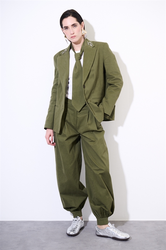 PANTALONE IN COTONE CON RIPRESA SUL FONDO