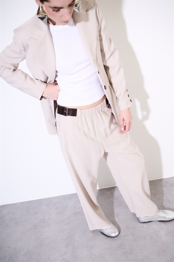 PANTALONE DRITTO CON FIBBIE BEIGE