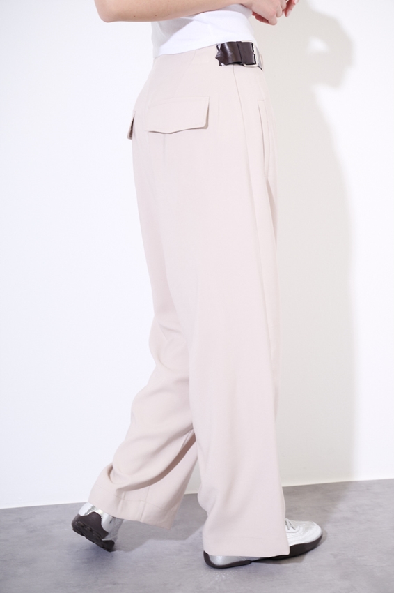 PANTALONE DRITTO CON FIBBIE BEIGE