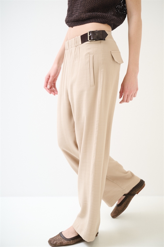 PANTALONE DRITTO CON FIBBIE CAMMELLO