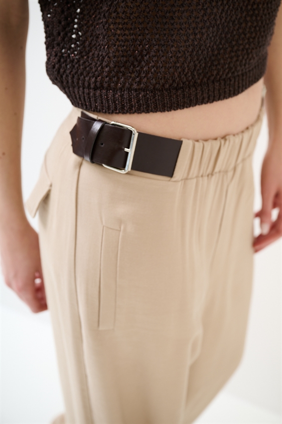 PANTALONE DRITTO CON FIBBIE CAMMELLO