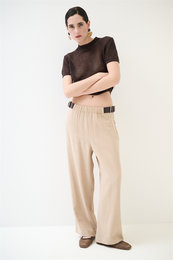 PANTALONE DRITTO CON FIBBIE CAMMELLO