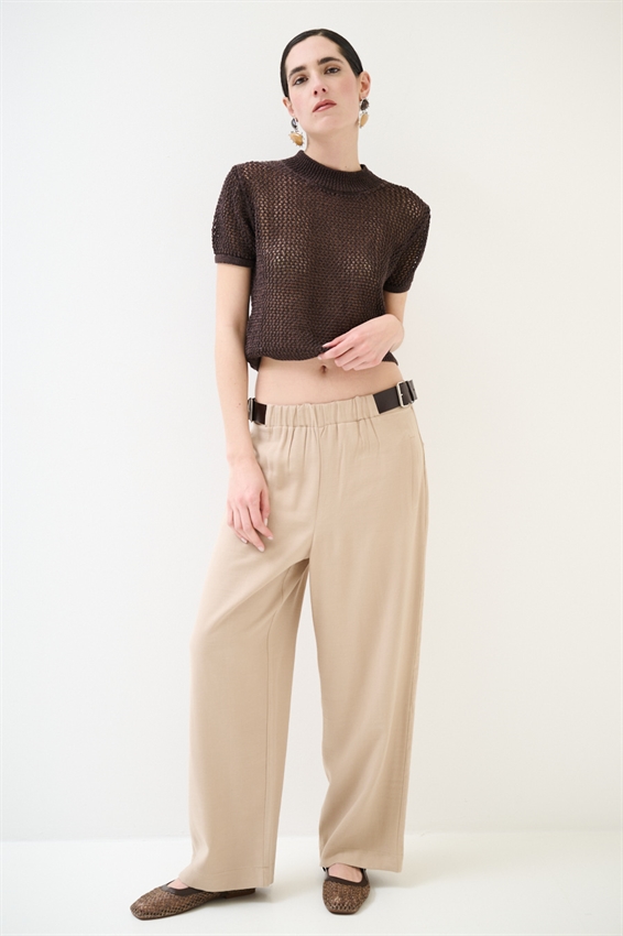 PANTALONE DRITTO CON FIBBIE CAMMELLO