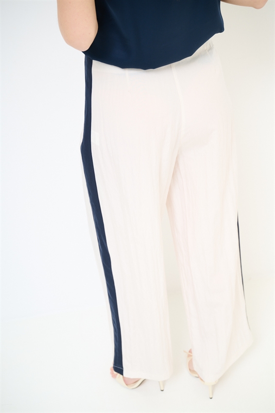 PANTALONE CON BANDA A CONTRASTO BURRO/BLU