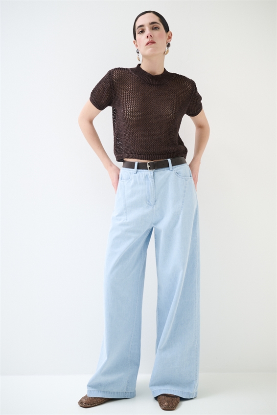 PANTAPALAZZO CON PINCES E CINTURA