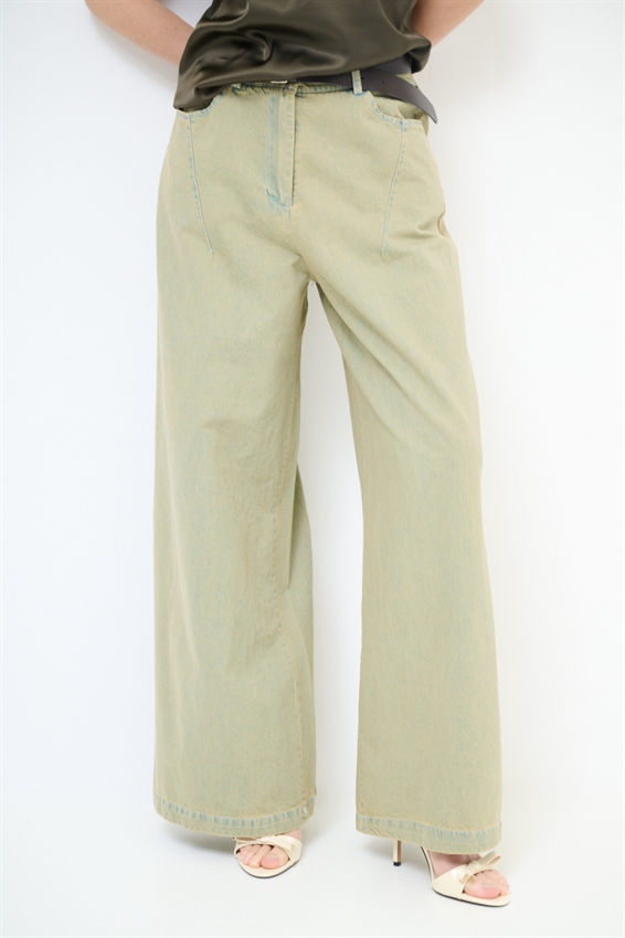 PANTA PALAZZO CON PINCES E CINTURA