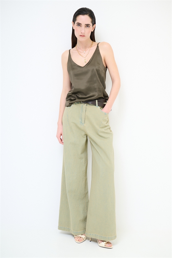 PANTA PALAZZO CON PINCES E CINTURA THE