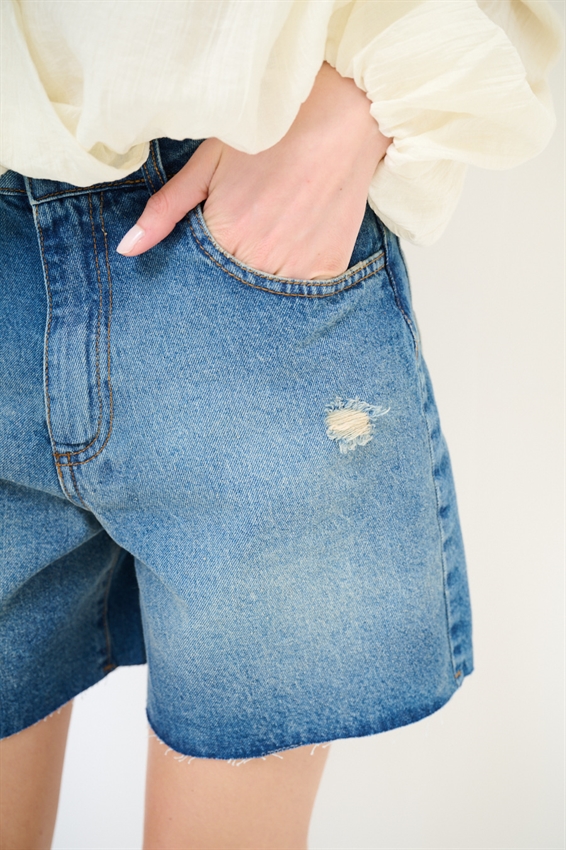 SHORTS IN DENIM A TAGLIO VIVO