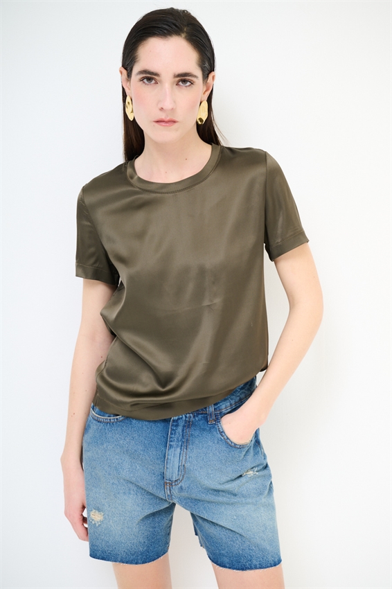 T-SHIRT IN RASO VISCOSA PARICOLLO MORO