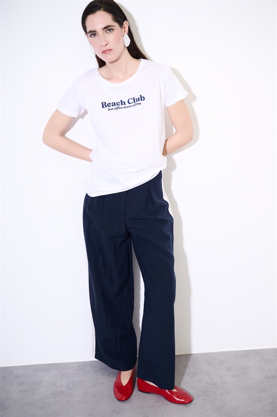 T-SHIRT BASIC CON STAMPA BEACH CLUB BIANCO