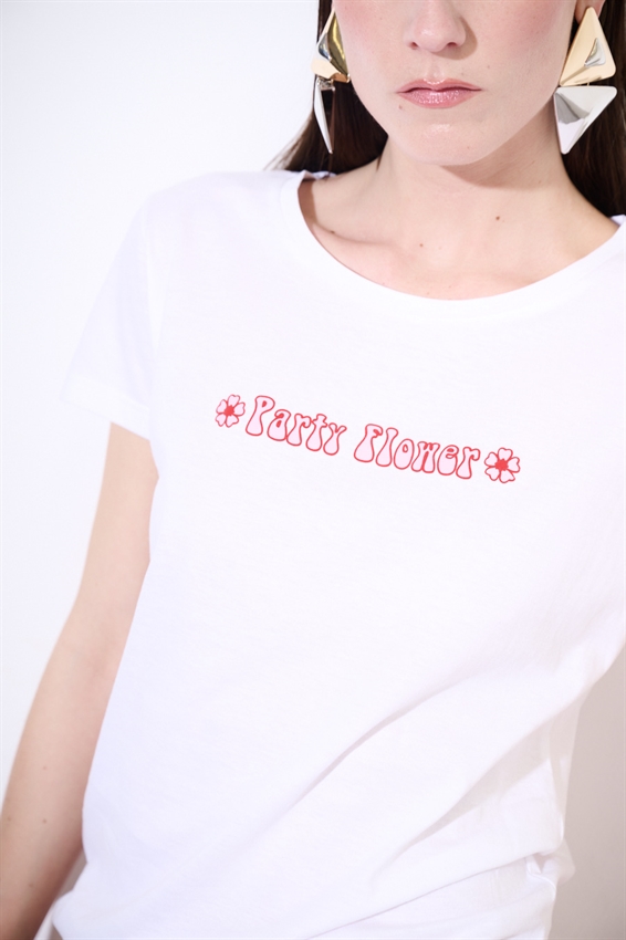 T-SHIRT BASIC CON STAMPA PARTY FLOWER