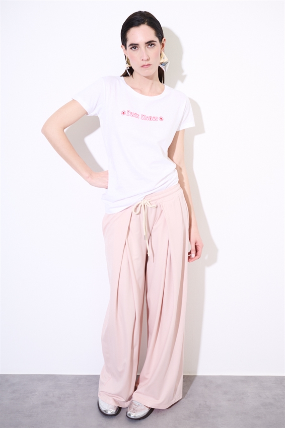 T-SHIRT BASIC CON STAMPA PARTY FLOWER BIANCO