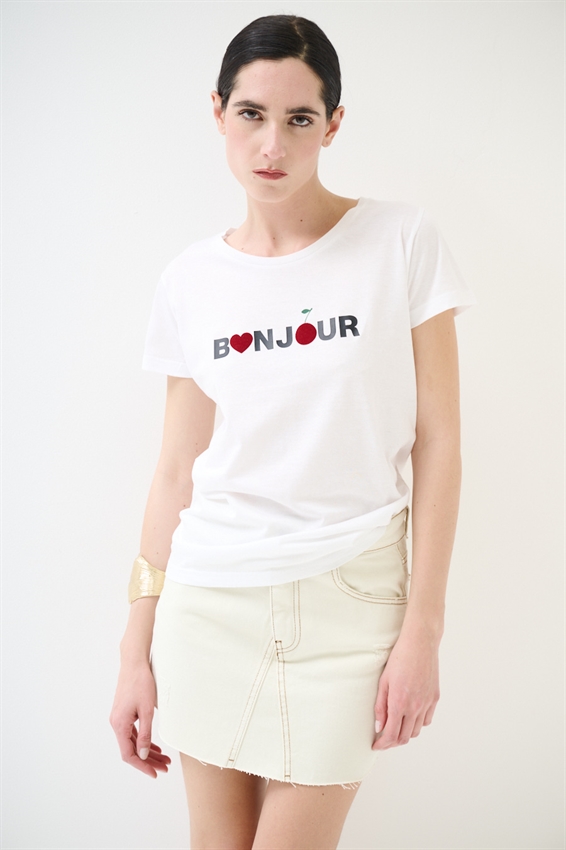 T-SHIRT BASIC CON STAMPA BONJOUR
