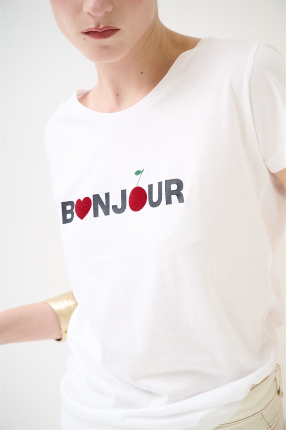 T-SHIRT BASIC CON STAMPA BONJOUR