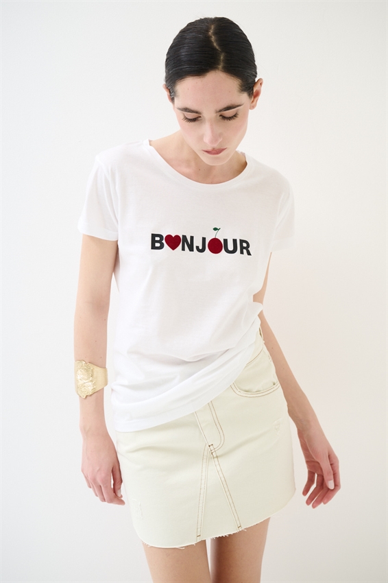 T-SHIRT BASIC CON STAMPA BONJOUR