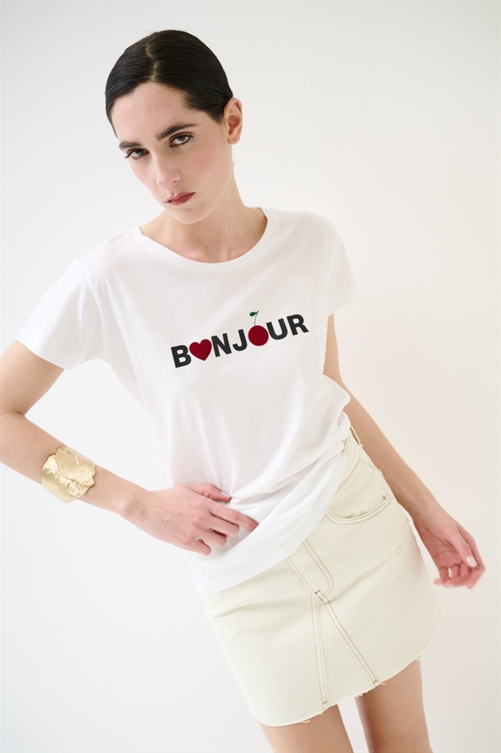 T-SHIRT BASIC CON STAMPA BONJOUR