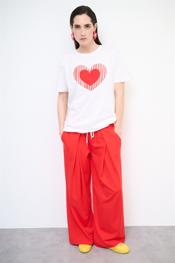 T-SHIRT OVER CON STAMPA CUORE BIANCO
